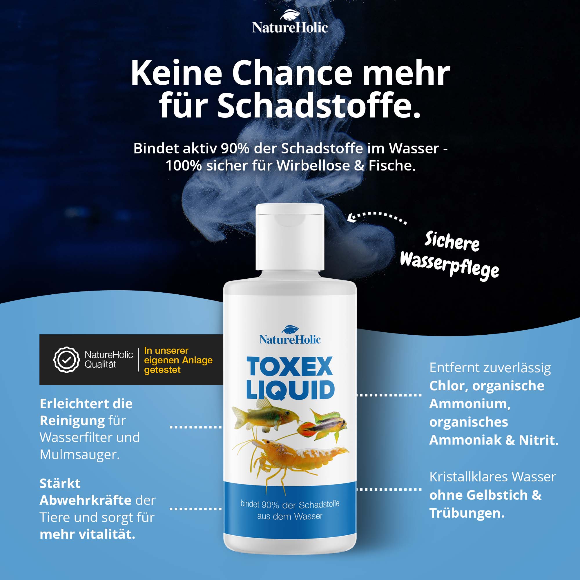 Flasche NatureHolic TOXEX LIQUID für klares Aquariumwasser